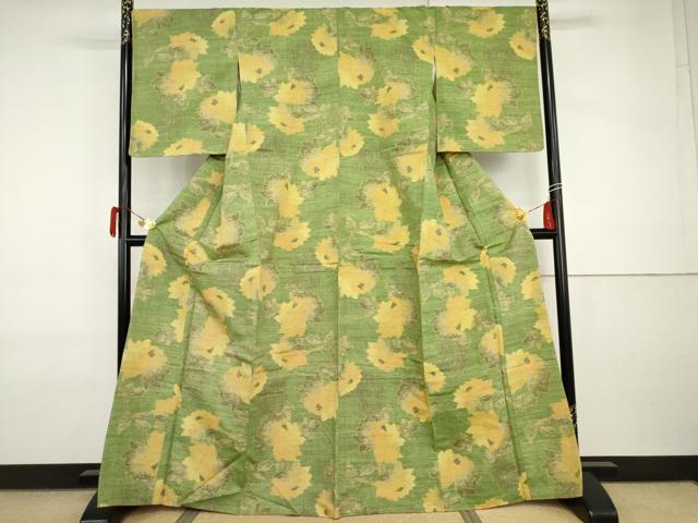 平和屋着物●上質な紬　草花文　正絹　逸品　未使用　AABI2502cs