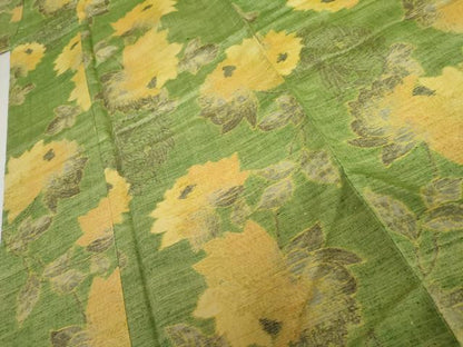 平和屋着物●上質な紬　草花文　正絹　逸品　未使用　AABI2502cs