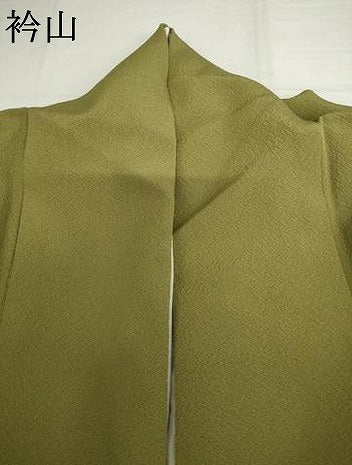 平和屋着物●上質な色無地　青丹色　正絹　逸品　AABI2505cs
