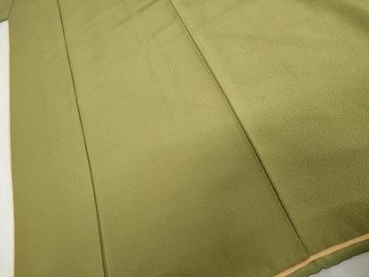 平和屋着物●上質な色無地　青丹色　正絹　逸品　AABI2505cs