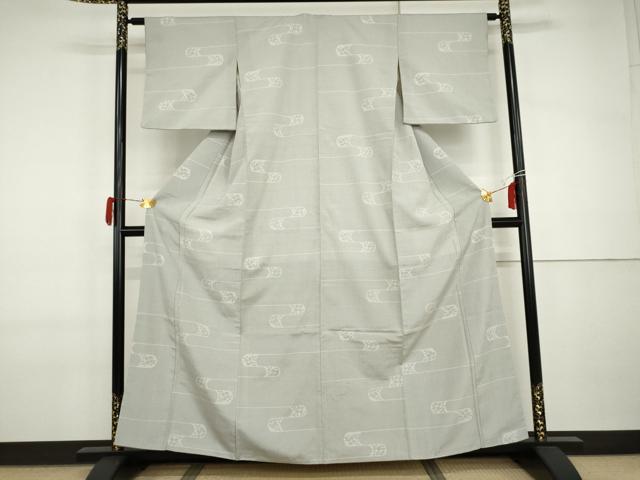 平和屋着物●本塩沢　110亀甲　草花文　正絹　逸品　AABI2506cs