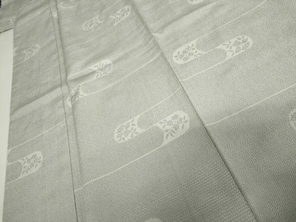 平和屋着物●本塩沢　110亀甲　草花文　正絹　逸品　AABI2506cs