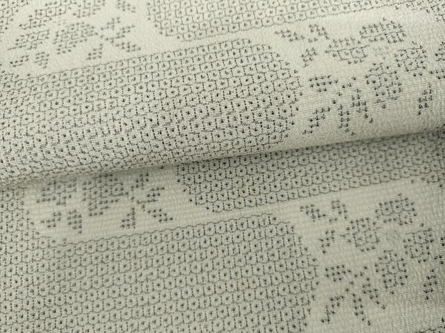 平和屋着物●本塩沢　110亀甲　草花文　正絹　逸品　AABI2506cs