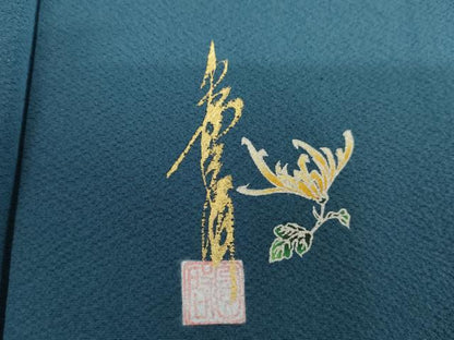 平和屋着物●本草木染作家　圓啓　色無地　紺碧色　ロング丈　正絹　逸品　AABI2508cs