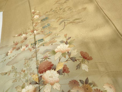 平和屋着物●豪華色留袖　風景草花文　暈し染め　金彩　正絹　逸品　AABI2509cs