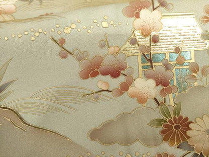 平和屋着物●豪華色留袖　風景草花文　暈し染め　金彩　正絹　逸品　AABI2509cs