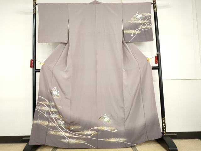 平和屋着物●訪問着　草花文　暈し染め　金銀彩　正絹　逸品　AABI2510cs