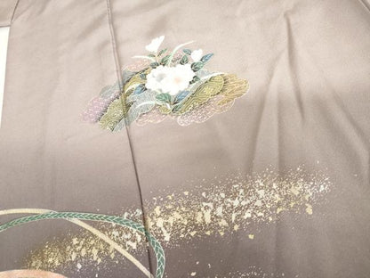 平和屋着物●訪問着　草花文　暈し染め　金銀彩　正絹　逸品　AABI2510cs