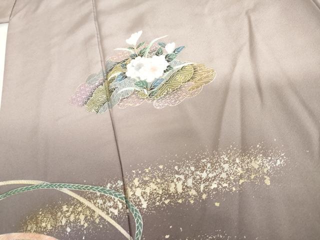 平和屋着物●訪問着　草花文　暈し染め　金銀彩　正絹　逸品　AABI2510cs