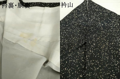 平和屋着物●訪問着　蒔糊散らし　雪輪重ね　黒地　正絹　逸品　AABI2515cs
