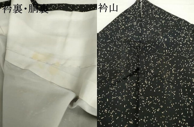 平和屋着物●訪問着　蒔糊散らし　雪輪重ね　黒地　正絹　逸品　AABI2515cs