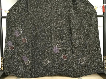 平和屋着物●訪問着　蒔糊散らし　雪輪重ね　黒地　正絹　逸品　AABI2515cs