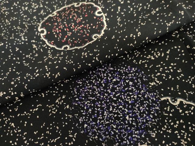 平和屋着物●訪問着　蒔糊散らし　雪輪重ね　黒地　正絹　逸品　AABI2515cs