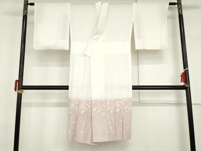 平和屋着物●長襦袢　無双仕立て　枝垂れ桜　暈し染め　金彩　正絹　逸品　AABI2516cs