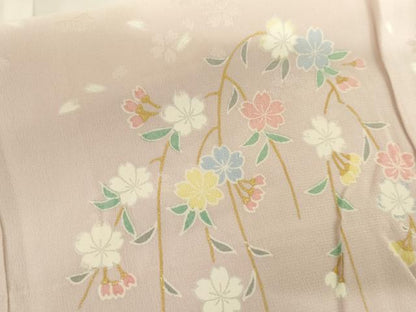 平和屋着物●長襦袢　無双仕立て　枝垂れ桜　暈し染め　金彩　正絹　逸品　AABI2516cs