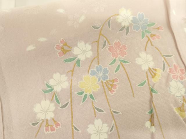 平和屋着物●長襦袢　無双仕立て　枝垂れ桜　暈し染め　金彩　正絹　逸品　AABI2516cs