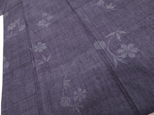 平和屋着物●結城紬　100亀甲　飛び亀甲　枝花丸文　黒紅色地　正絹　逸品　AABI2519cs