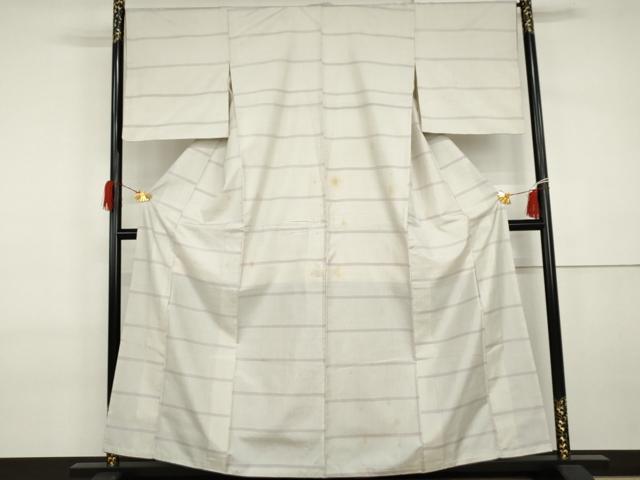 平和屋着物●本場大島紬　白大島　一元絣　横段文　正絹　逸品　AABI2520cs