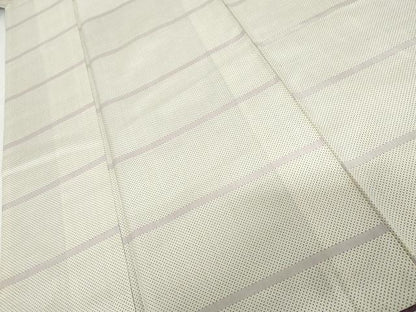 平和屋着物●本場大島紬　白大島　一元絣　横段文　正絹　逸品　AABI2520cs