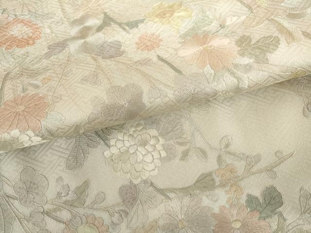 平和屋着物●訪問着　総刺繍　翠山刺繍　枝花文　暈し染め　ロング丈　正絹　逸品　AABI2524cs