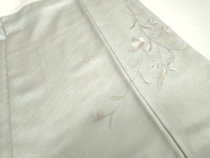 平和屋着物●訪問着　総刺繍　翠山刺繍　枝花文　暈し染め　ロング丈　正絹　逸品　AABI2524cs
