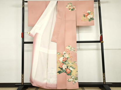 平和屋着物●訪問着　友禅　梅松花文　金彩　正絹　逸品　AABI2525cs