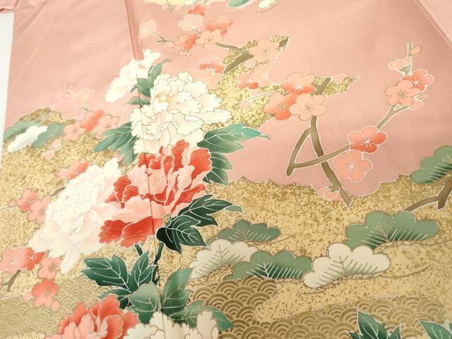 平和屋着物●訪問着　友禅　梅松花文　金彩　正絹　逸品　AABI2525cs