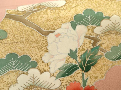 平和屋着物●訪問着　友禅　梅松花文　金彩　正絹　逸品　AABI2525cs