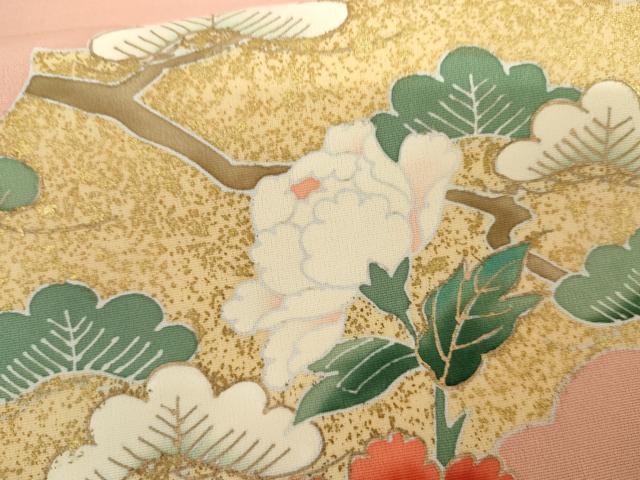 平和屋着物●訪問着　友禅　梅松花文　金彩　正絹　逸品　AABI2525cs
