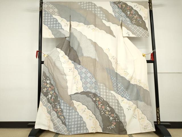 平和屋着物●訪問着　絞り　吉祥草花文　金彩　正絹　逸品　AABI2526cs