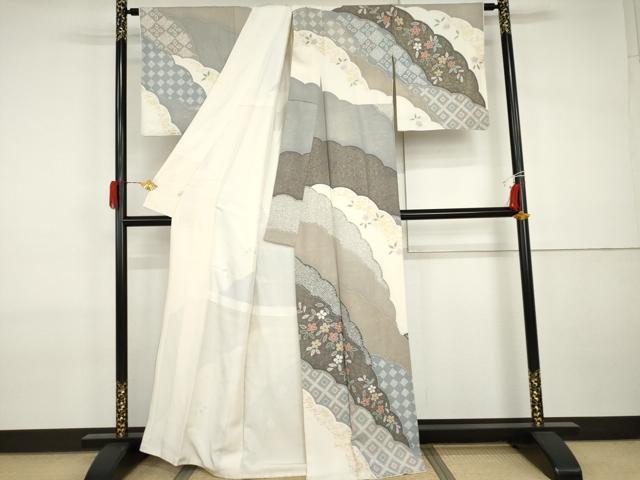 平和屋着物●訪問着　絞り　吉祥草花文　金彩　正絹　逸品　AABI2526cs
