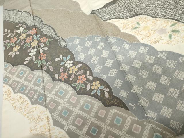 平和屋着物●訪問着　絞り　吉祥草花文　金彩　正絹　逸品　AABI2526cs