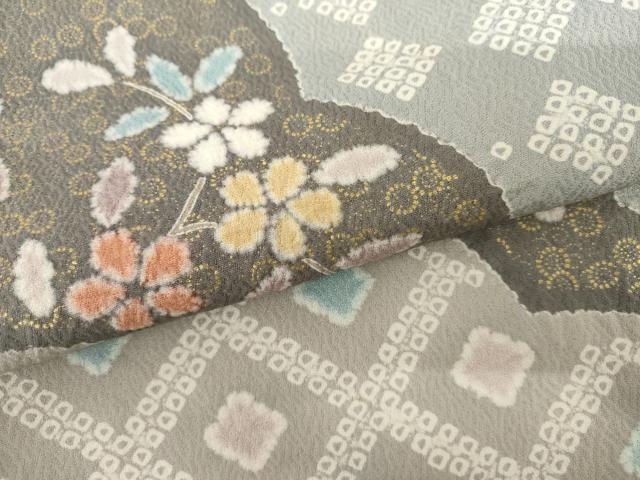 平和屋着物●訪問着　絞り　吉祥草花文　金彩　正絹　逸品　AABI2526cs