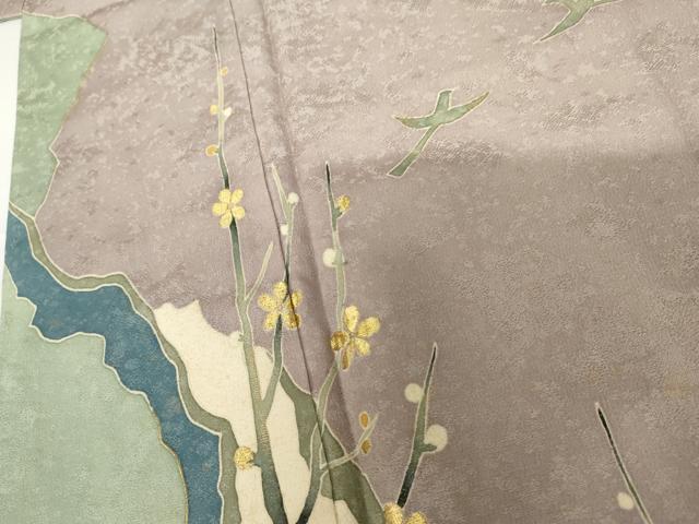 平和屋着物●創業130年　江戸染繍友禅　大彦　訪問着　刺繍　花鳥舞蝶文　金糸　正絹　逸品　AABI2530cs
