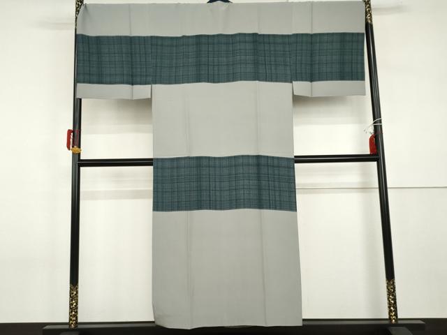 平和屋着物●男性　長襦袢　袷　横段文　正絹　逸品　AABI2532cs
