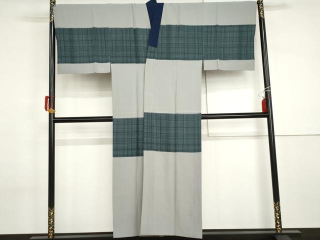 平和屋着物●男性　長襦袢　袷　横段文　正絹　逸品　AABI2532cs