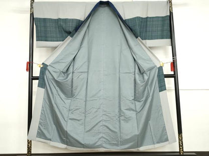 平和屋着物●男性　長襦袢　袷　横段文　正絹　逸品　AABI2532cs