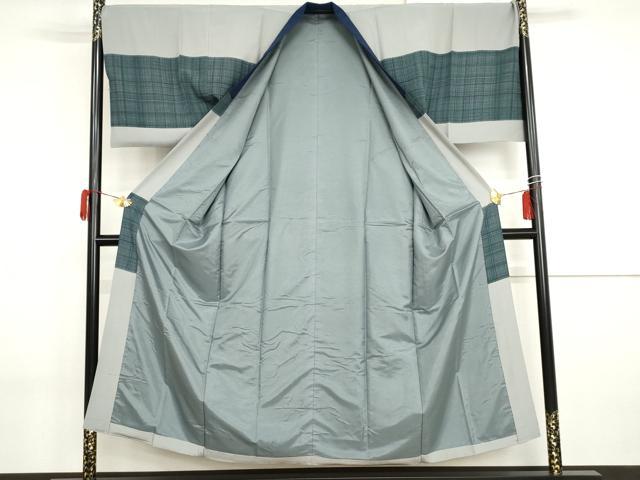 平和屋着物●男性　長襦袢　袷　横段文　正絹　逸品　AABI2532cs