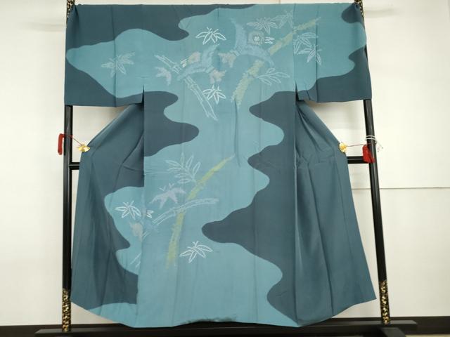 平和屋着物●男性　長襦袢　袷　絞り　笹竹文　キングサイズ　正絹　逸品　AABI2533cs