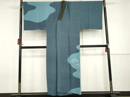 平和屋着物●男性　長襦袢　袷　絞り　笹竹文　キングサイズ　正絹　逸品　AABI2533cs