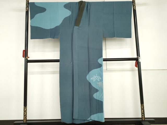 平和屋着物●男性　長襦袢　袷　絞り　笹竹文　キングサイズ　正絹　逸品　AABI2533cs