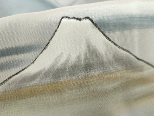 平和屋着物●男性　長襦袢　無双仕立て　手描き　冨獄三十六景　人物風景文　富士　暈し染め　正絹　逸品　AABI2534cs
