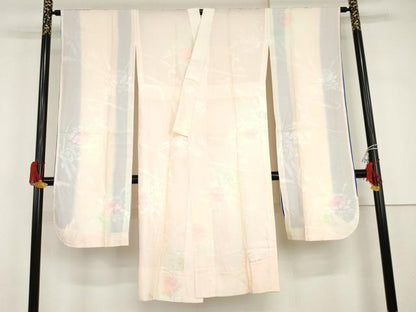 平和屋着物●振袖用長襦袢　無双仕立て　草花地紋　暈し染め　正絹　逸品　AABI2536cs