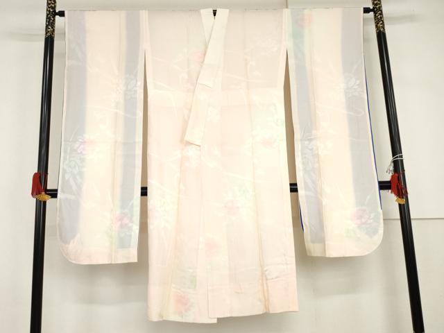 平和屋着物●振袖用長襦袢　無双仕立て　草花地紋　暈し染め　正絹　逸品　AABI2536cs