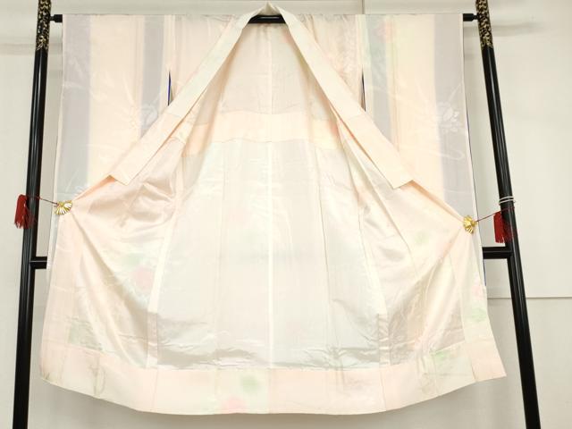 平和屋着物●振袖用長襦袢　無双仕立て　草花地紋　暈し染め　正絹　逸品　AABI2536cs