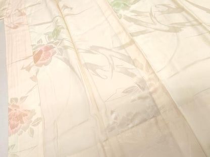 平和屋着物●振袖用長襦袢　無双仕立て　草花地紋　暈し染め　正絹　逸品　AABI2536cs
