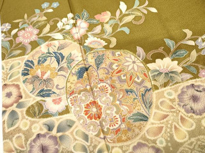 平和屋着物●訪問着　駒刺繍　絞り　辻が花　正倉院更紗花文　正絹　逸品　AABI2539cs