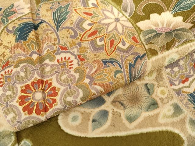 平和屋着物●訪問着　駒刺繍　絞り　辻が花　正倉院更紗花文　正絹　逸品　AABI2539cs