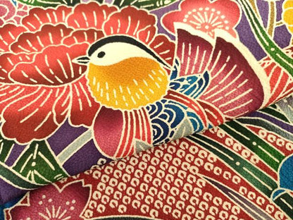 平和屋着物●紅型　振袖　鴛鴦梅松文　暈し染め　正絹　逸品　AABI2540cs