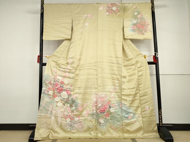 平和屋着物●訪問着　友禅　枝花文　暈し染め　正絹　逸品　AABI2541cs